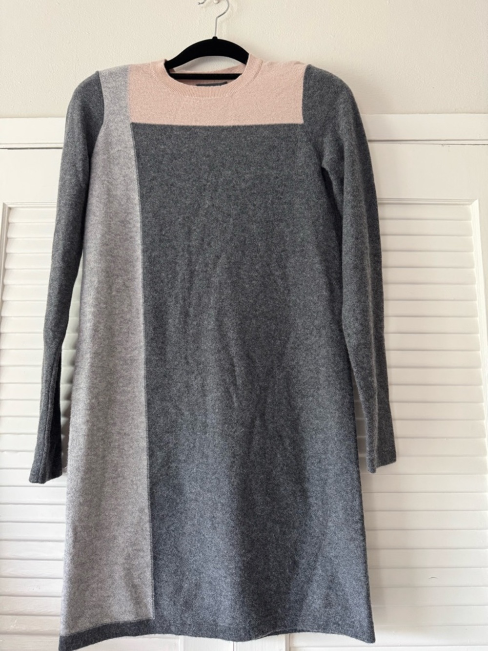 Vince Gray & Light Pink Colorblock Long Sleeve Cashmere Dress XS